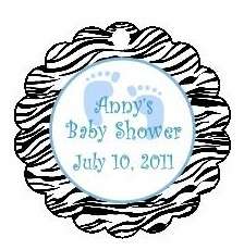 20 Circle Baby Shower Zebra Favor Tags   Baby Feet  