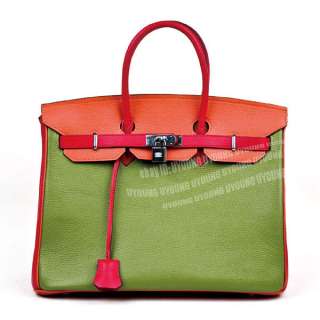 High quality genuine leather mixed colors Silvers lock bag woman 