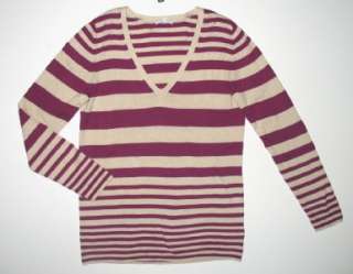 NWT Womens GAP Purple Stripe V Neck Sweater XL 16 18  