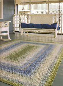   Braided Area Floor Rugs Accent Country Porch Cottage Blue Green New