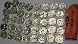 US COIN WASHINGTON QUARTER ROLL 1964 DATES 90% Silver High Grade Coins 