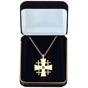  1 1/4 Gold Plated Jeweled Jerusalem Cross M 31 