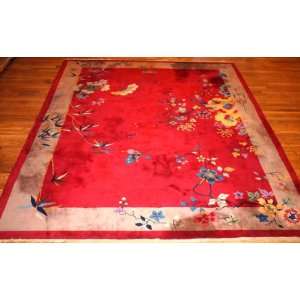  Antique art deco Chinese rug 7.11 x 9.6 1920: Home 
