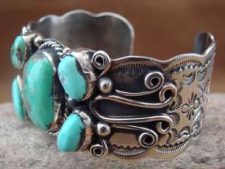   Silver Turquoise Bracelet by Albert Cleveland Native American  
