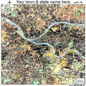  Street & Road Map of Pittsburgh, Pennsylvania PA   Printed 