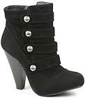 Black Military Button Bootie Ankle Boot 8 us BAMBOO