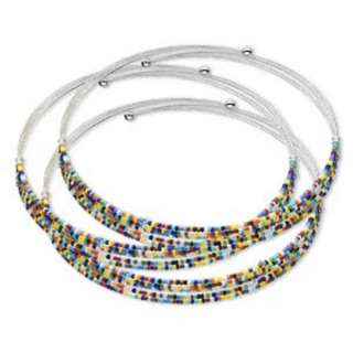 Glass Seed Bead 5 Strand Memory Wire Choker Necklaces