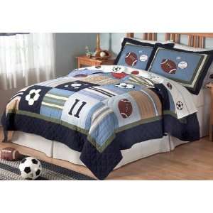 Boys All State Sports Ball Football Twin Size Quilt Bedding Set 
