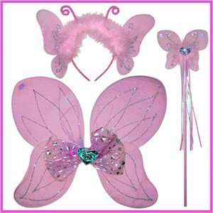  Pink Butterfly Fairy Dress Up Set (3pc): Toys & Games