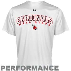 Under Armour Ball State Cardinals White HeatGear Training Performance 