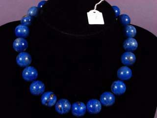 Necklace Lapis Lazuli 18mm Round Beads 925 #1  