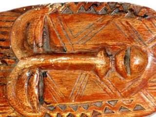   Hand Carved Wooden Dugout Mask Syroco African Tribal Style Carving 13