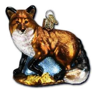 Stalking Red Fox Glass Ornament