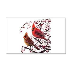  38.5 x24.5 Wall Vinyl Sticker Christmas Cardinals Snowy 