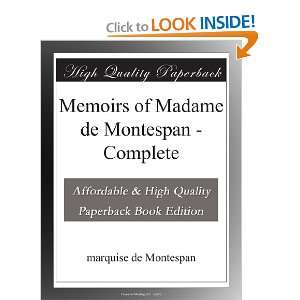  Memoirs of Madame de Montespan   Complete marquise de 