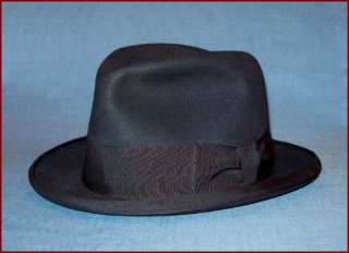 VTG C 1950s JOHN B STETSON ROYAL De LUXE BLACK FEDORA MENS DRESS HAT 