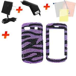  For LG Xenon Bling Skin Purple Zebra Accessory Bundle 