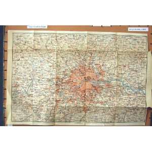 MAP 1899 LONDON RAILWAY BARKING HAMMERSMITH DARTFORD 