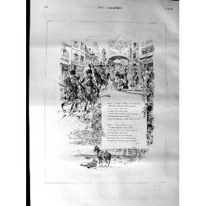    1887 Soldiers Marching Street Music Poem Old Print