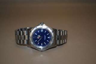 MENS TAG HEUER WK1113 PROFESSIONAL 200M BLUE FACE STAINLESS LINK WATCH 