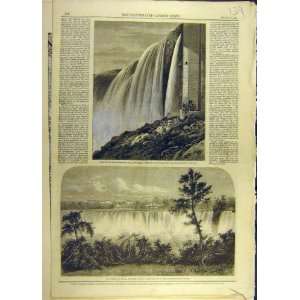   1860 Horseshow Fall Niagara American Water Old Print: Home & Kitchen