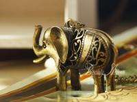 Exquisite Antique 3D Carved Elephant Pendant Necklace  