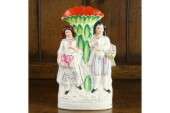 Staffordshire Pottery Figural Group Spill Vase Figurine  