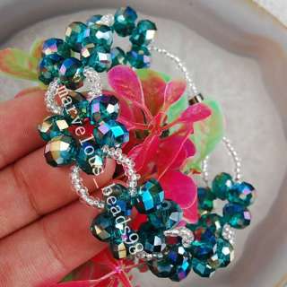 5x8mm AB Malachite Green Crystal Beads Necklace Bracelet Earrings Set 
