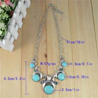   Tibet Silver Turquoise Bead Necklace Bracelet Earring Set  
