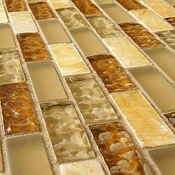   Reflections Subway 5/8x2 in Amber Glass/Stone Mosaic Tile (Pack of 10