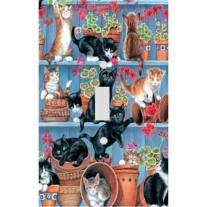  Cats and Flower Pots Decorative Switchplate Cover
