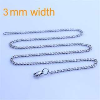 3mm, 6mm, 9mm width Stainless Steel Curb Chain Necklace 20, 24, 30 