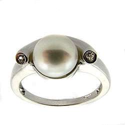   Freshwater Pearl and White Topaz Ring (8 8.5 mm)  