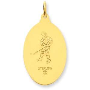   Gold Plated Sterling Silver Saint Christopher Hockey Medal: Jewelry