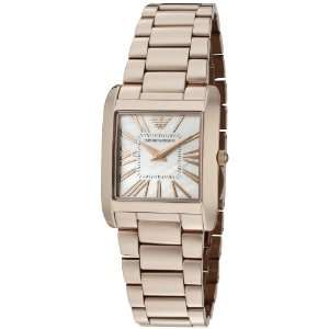 WomenS Super Slim White Mop Dial Rose Gold Tone Ip Ss