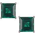 10k White Gold Created Emerald Solitaire Earrings MSRP $ 