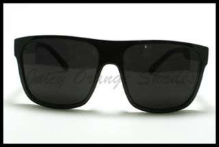 UNISEX Unique 80s Retro FLAT TOP SQUARED Sunglasses SUPER DARK BLACK 
