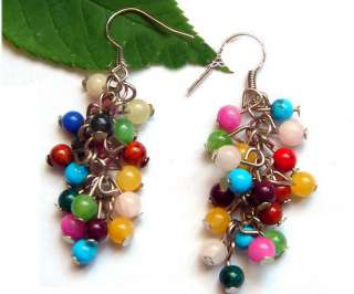 ot092 beautiful tibet silver & agate earrings  