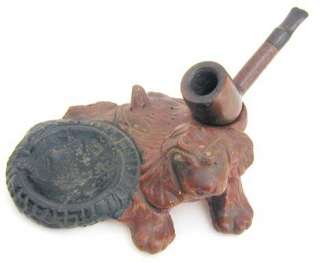 Old Chalkware Pipe Holder Ashtray Cocker Spaniel Dog  