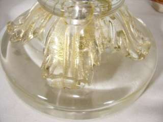   Lamps Seguso Barovier ~ Gold Fleck Twisted Glass + Finial ~3 Pc  