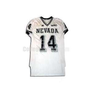 White No. 14 Game Used Nevada Russell Football Jersey  