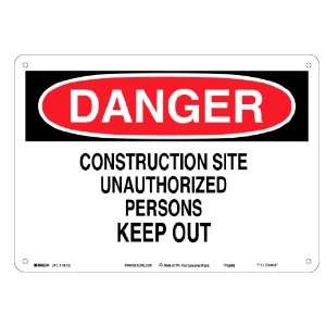   Safety Sign, Legend Danger Construction Site Unauthorized Persons