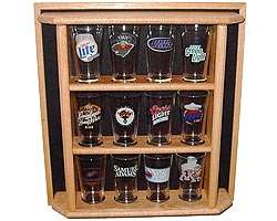 Beer Pint Glass Display Case   12 Place   Custom Colors  