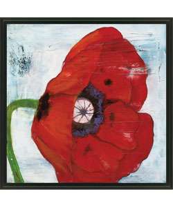 Laura Gunn Poppies on Blue II Framed Canvas Art  Overstock