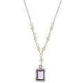 Sterling Essentials Silver Amethyst and FW Pearl Y Necklace (3.5 mm 