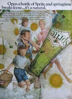 1968 SPRITE SODA POP Vintage Print Ad FRESH & CLEAR  