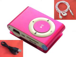   Pink Mini Metal Clip MP3 Player for 2GB 4GB 8GB 16GB Micro SD/TF Card