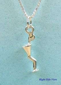   Sterling Silver Necklace Martini Drink Glass Charm Jewelry N05  