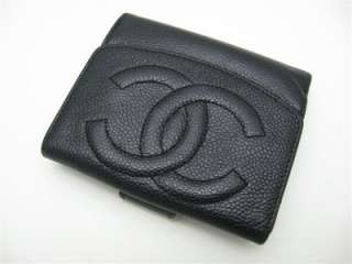 Authentic Chanel Black Caviar Leather Small Wallet  