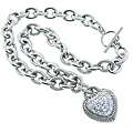 Eternally Haute Steel White Czech Crystal Heart Lock Necklace